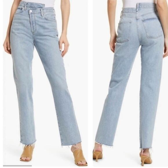 AGOLDE Criss Cross Straight Jeans in Dimension Size 26 Organic Cotton Raw Hem - Picture 2 of 14